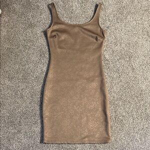 Soprano Taupe Floral Jacquard Tank Bodycon Mini Dress